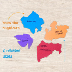 Imagimake Mapology India capital stickers help visualize capitals on each state.