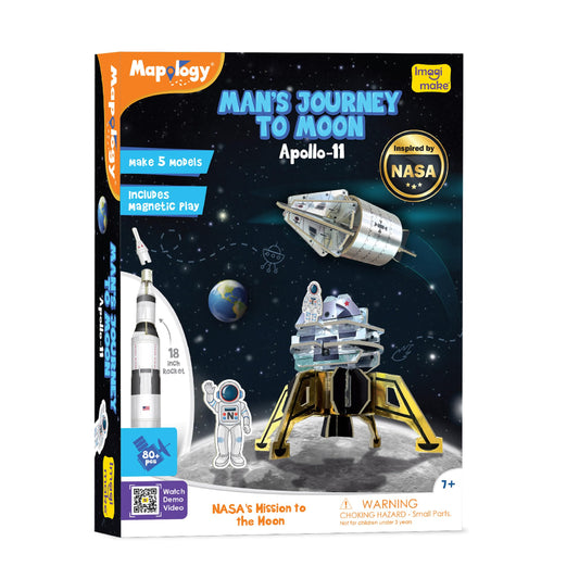 Imagimake Mapology Saturn V rocket assembly pieces for hands-on learning
