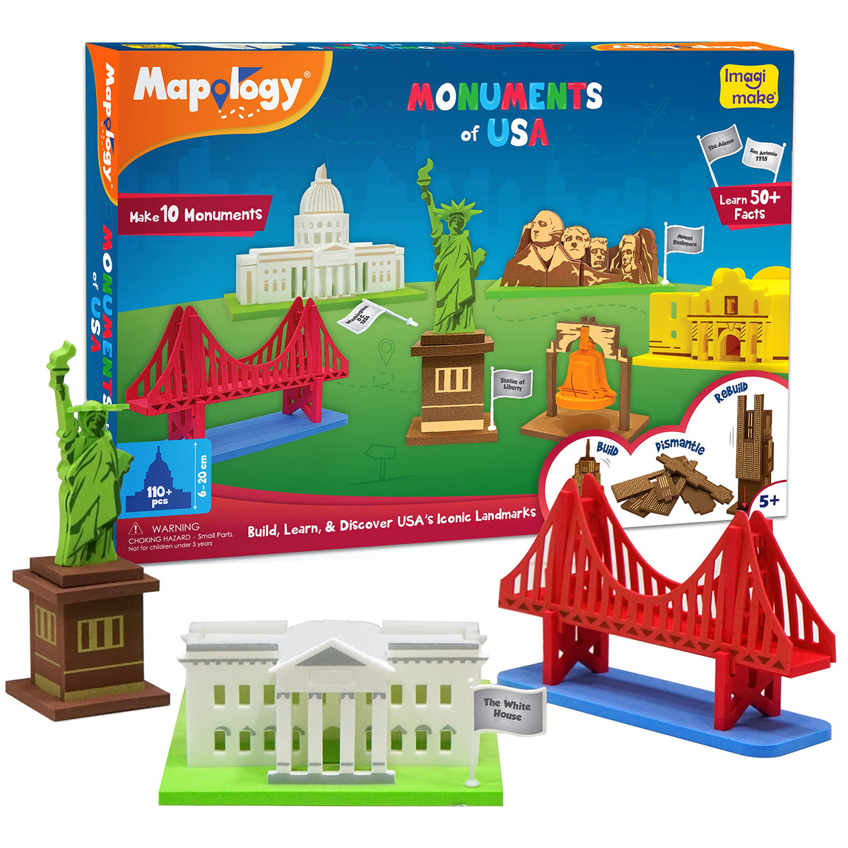 Imagimake Mapology Statue of Liberty puzzle for kids, supports geography learning and fine motor skills.