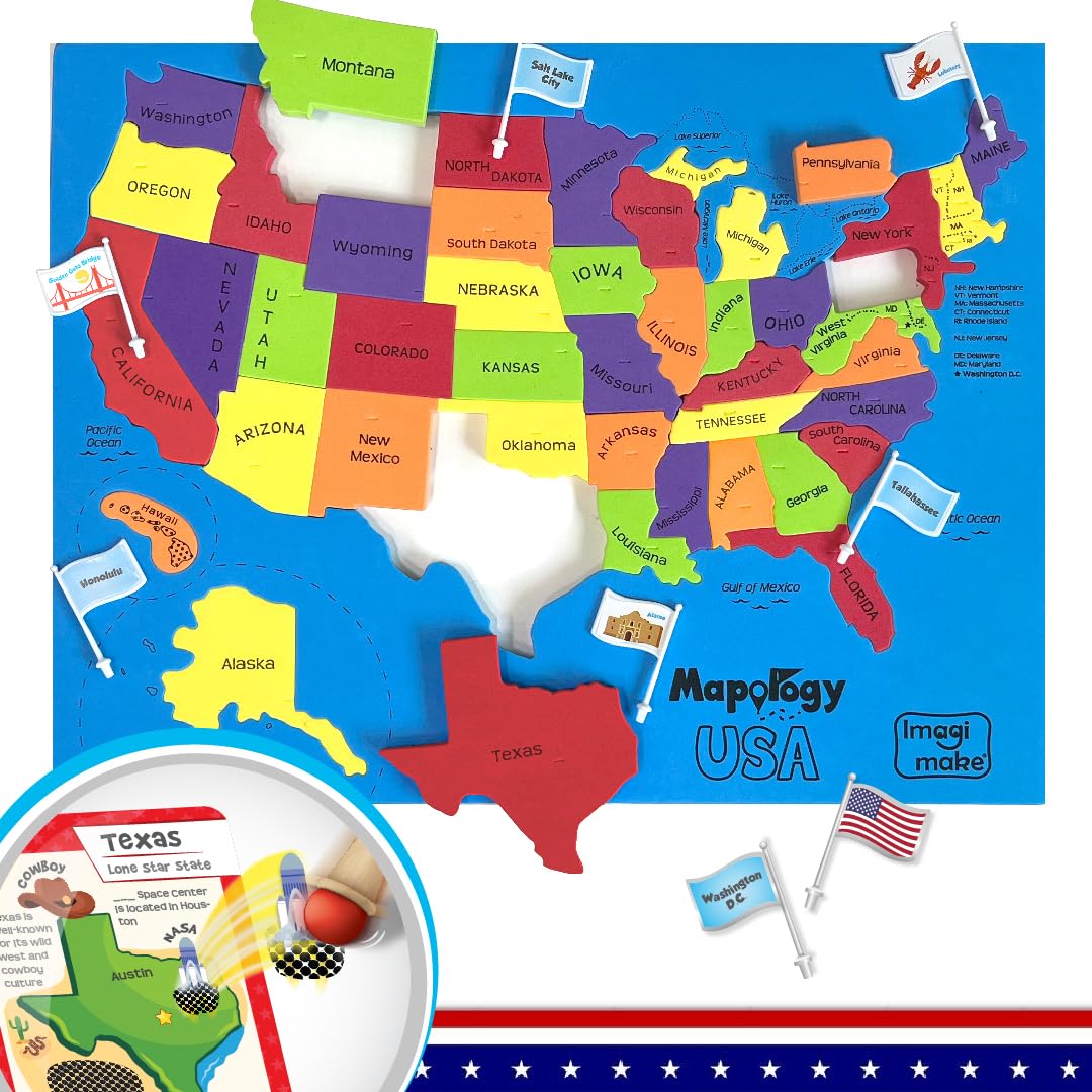 Imagimake Mapology frame puzzle with 50 states for hands-on geography learning