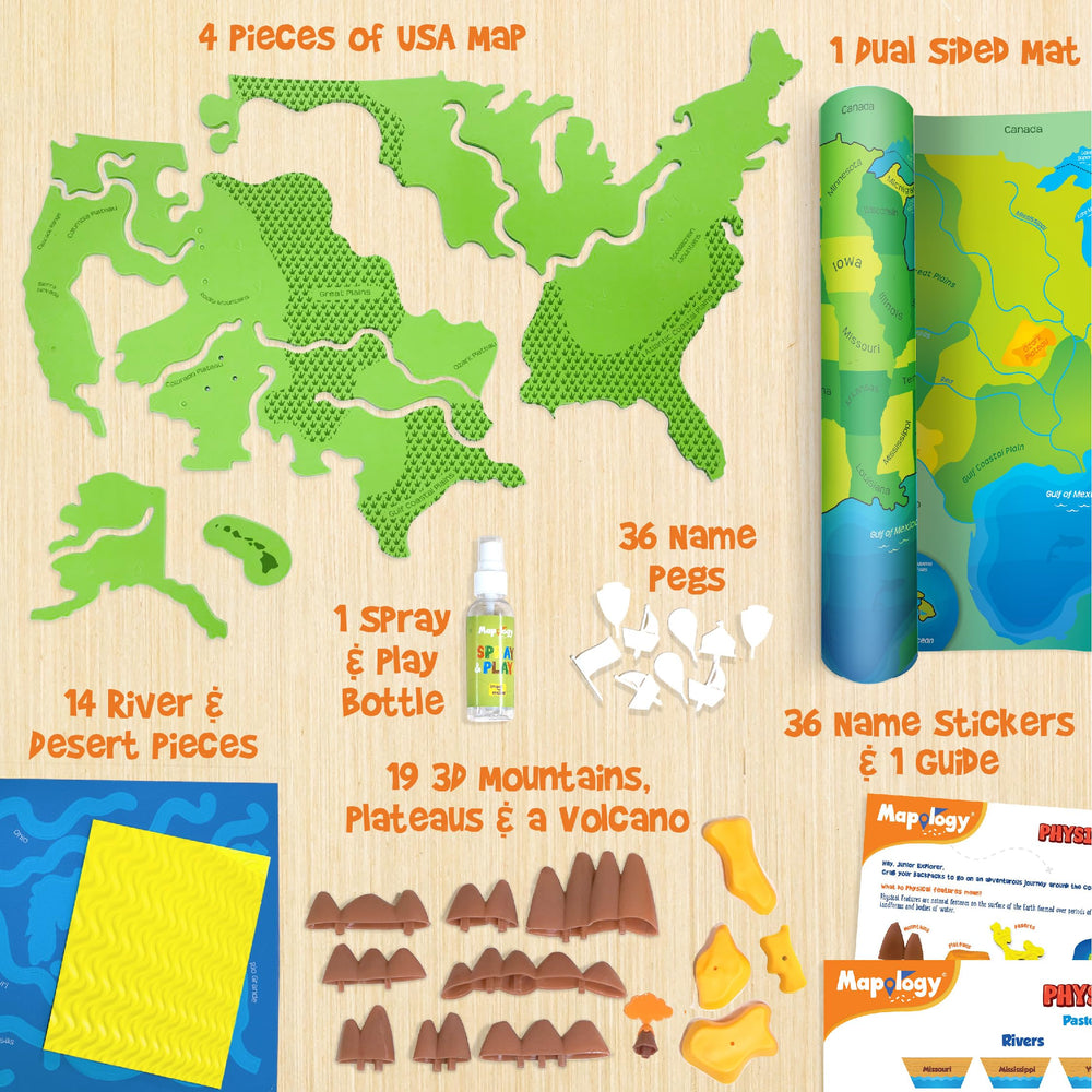 Imagimake Mapology USA Puzzle 3D mountains add height for tactile geography play.