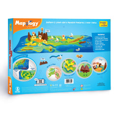 Imagimake Mapology USA Puzzle stickers and spray bottle enable interactive learning experiences.
