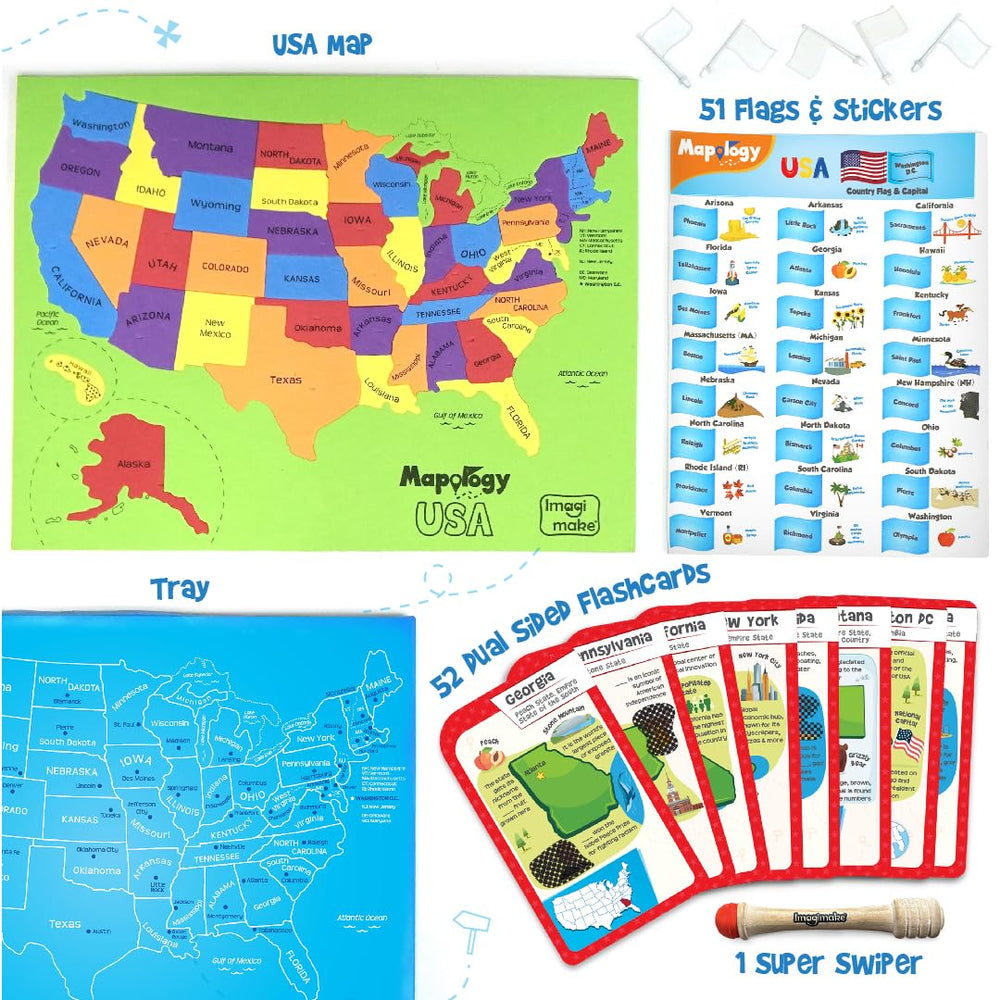 Imagimake Mapology USA state pieces helping kids place locations accurately