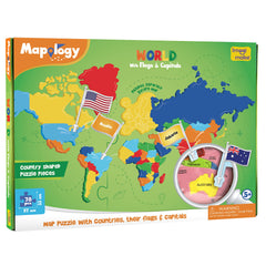 Imagimake Mapology World Map Puzzle country pieces invite hands-on geography exploration and recognition.