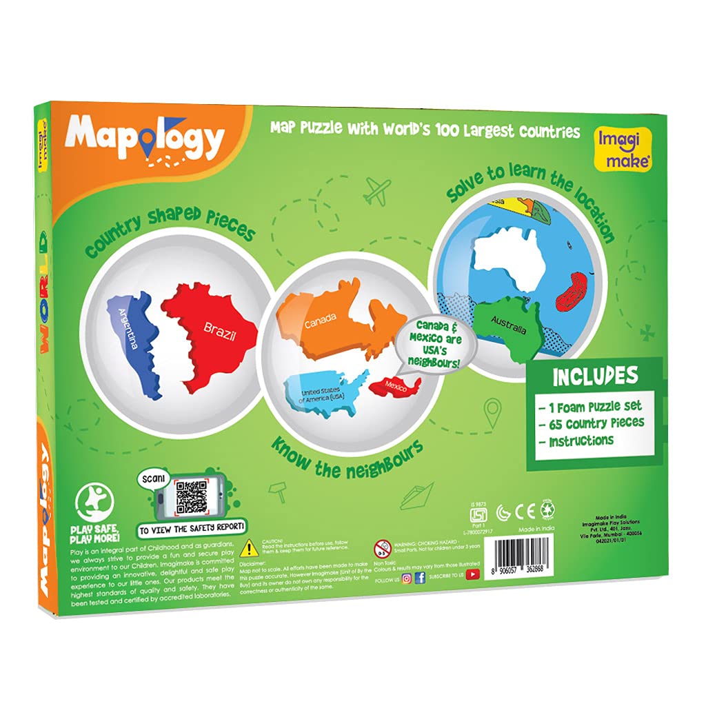 Imagimake Mapology World Map Puzzle in progress with a child assembling the world map.
