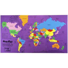 Imagimake Mapology World Map Puzzle demonstrates relative country sizes for comparison.