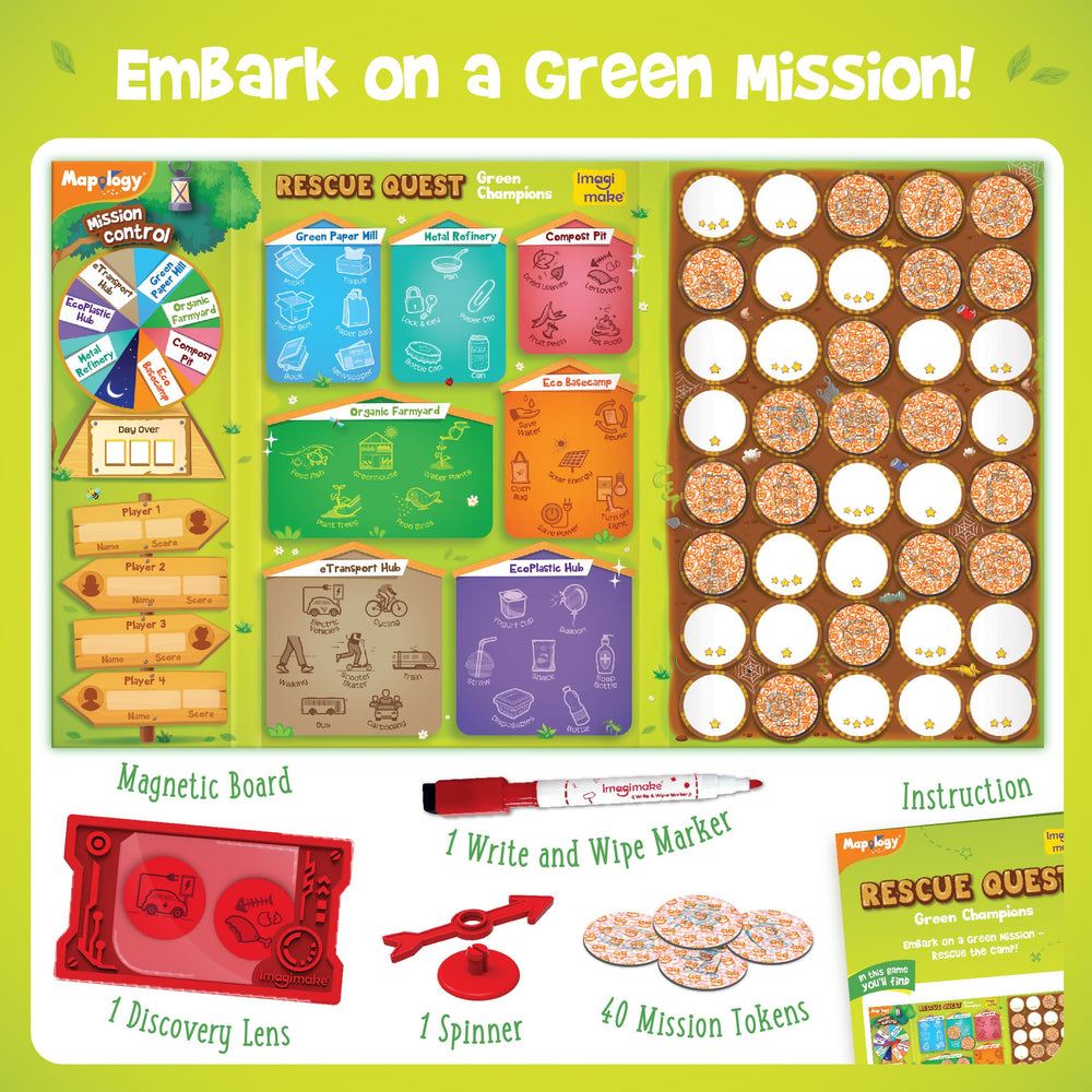 Imagimake Rescue Quest magnetic board showing mission zones for teamwork
