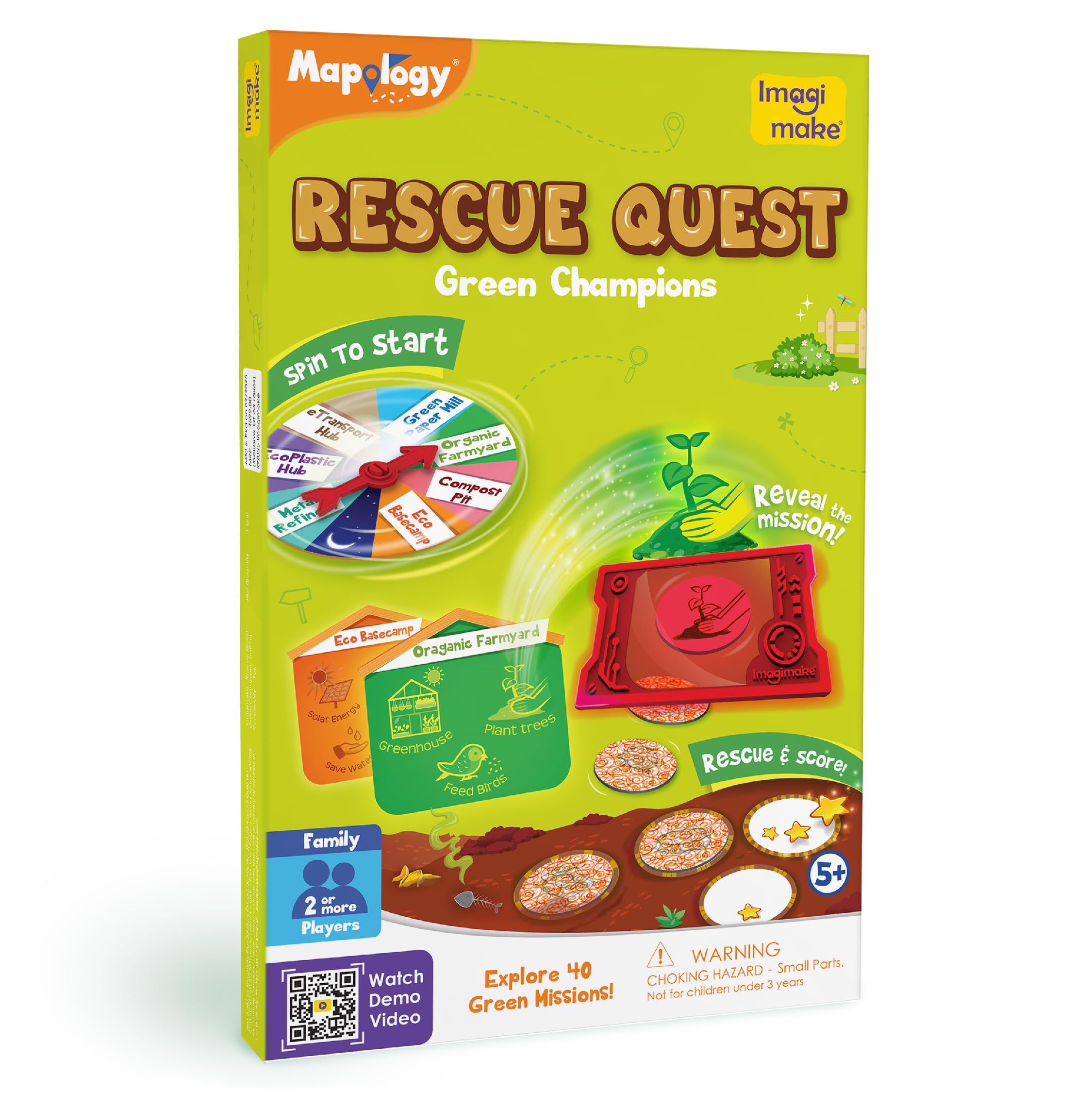 Imagimake Rescue Quest spinner guiding eco missions for family play