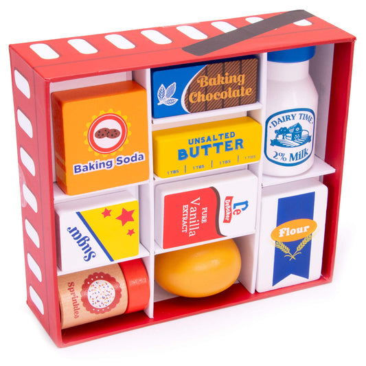 Imagination Generation Baker's Mart ingredients set basket for pretend baking play.