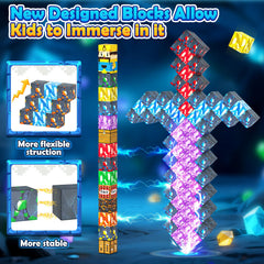 Imagiomo magnetic blocks attach to metal surfaces for easy, mess-free, collaborative play.