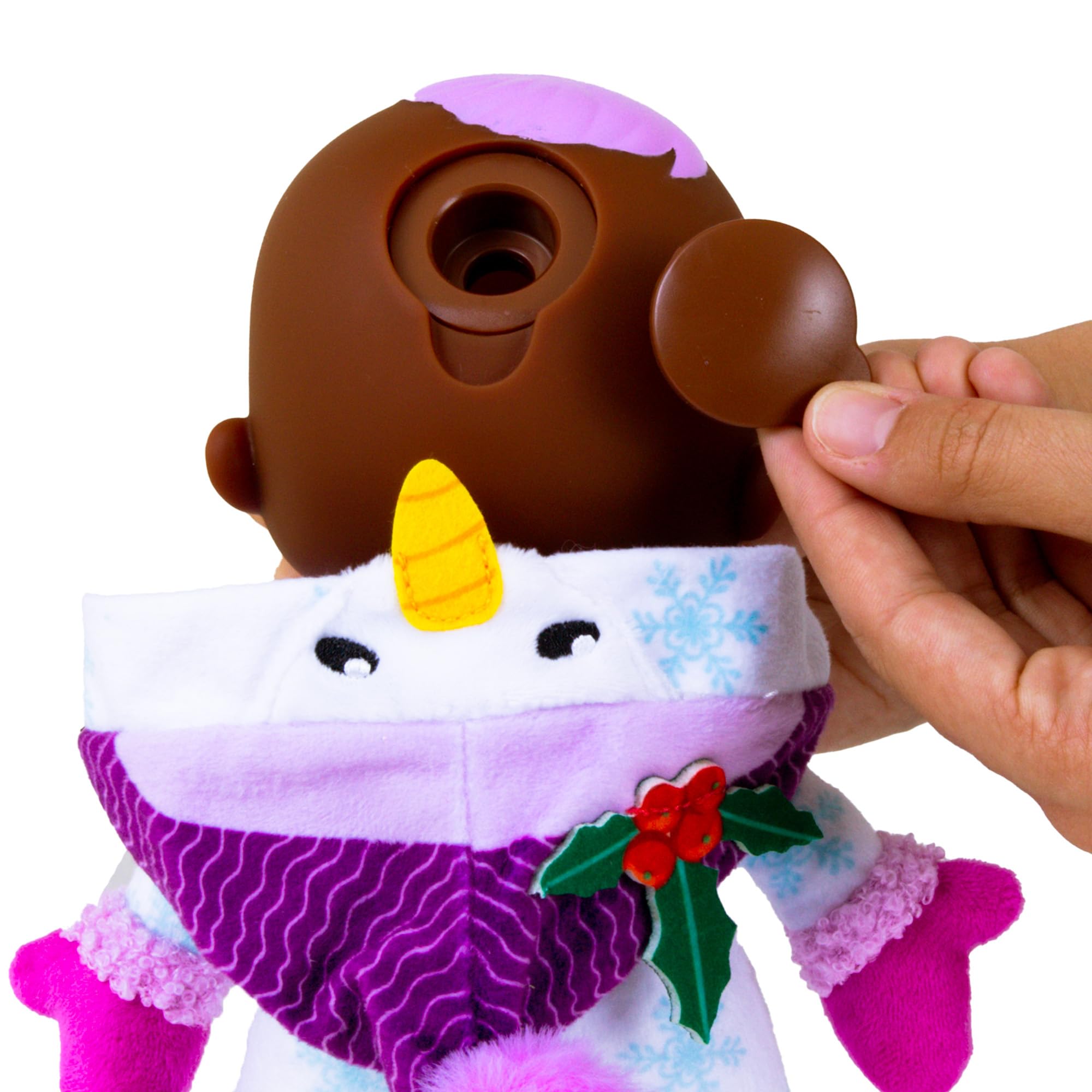 Holly nine-inch doll perched in white-blue-pink pajamas for on-the-go cuddle sessions.