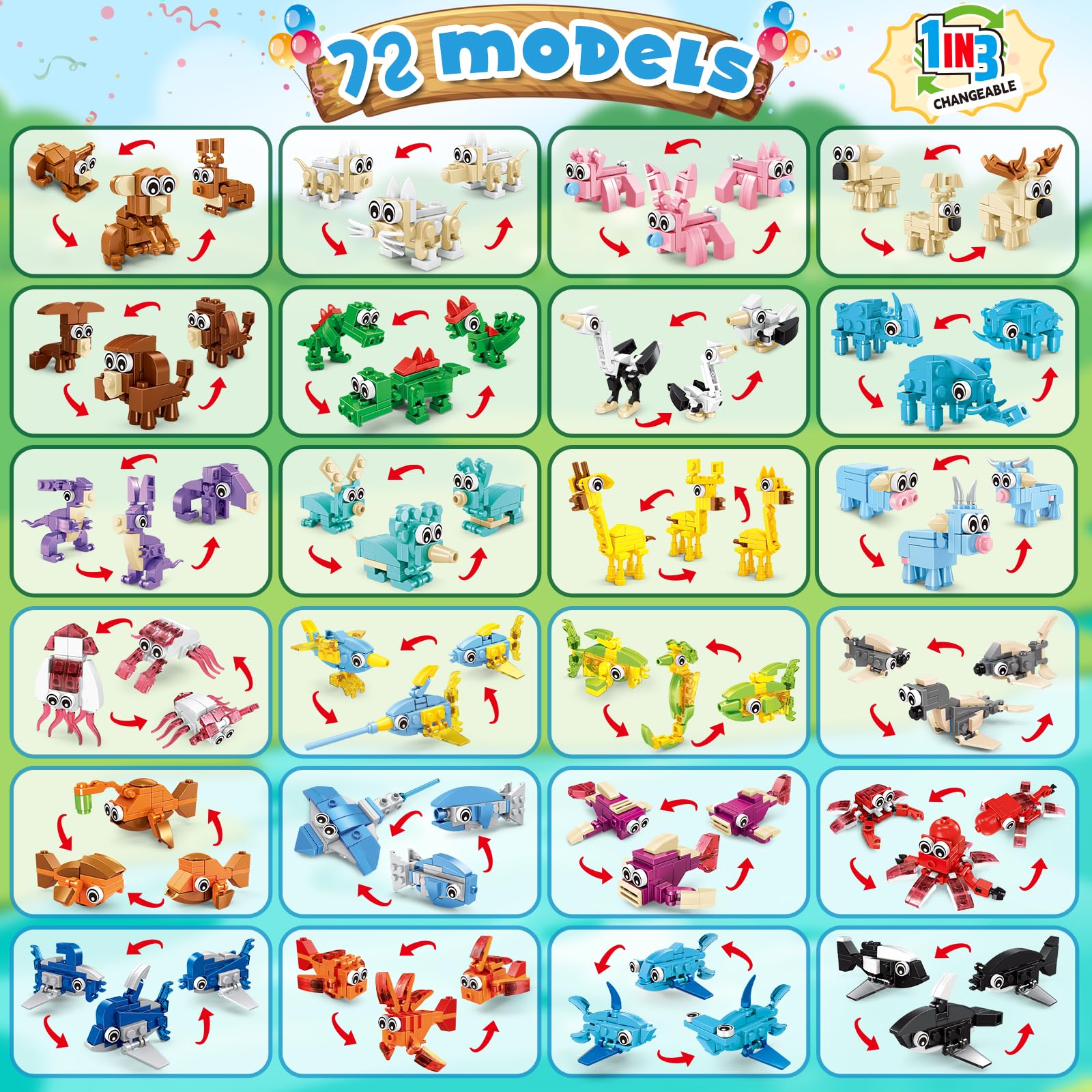 Children building with IMCUAMK forest animals highlighting hands-on learning
