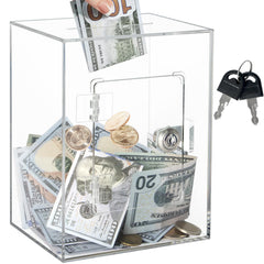 Imeepa clear piggy bank with lock shows savings growth for kids.