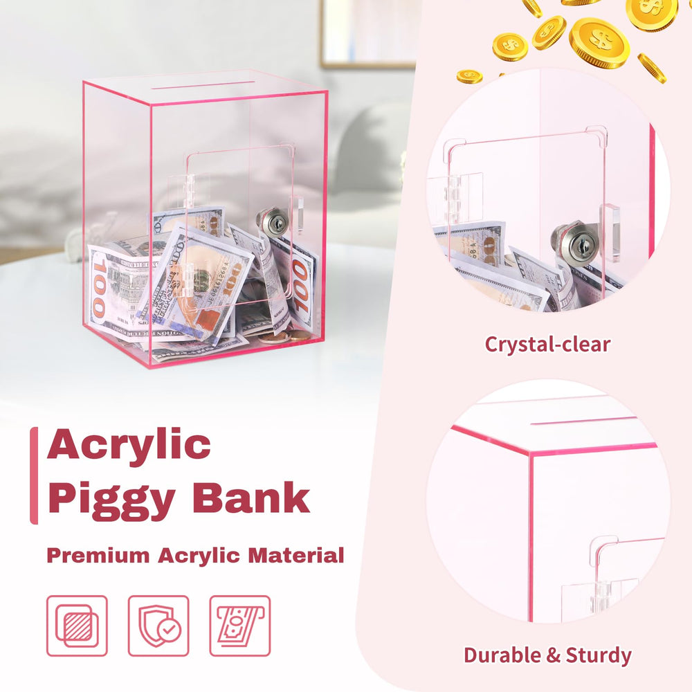 Imeepa large capacity piggy bank with wide deposit slot suitable for coins and bills