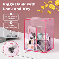 Imeepa premium acrylic piggy bank with rectangular design for durability