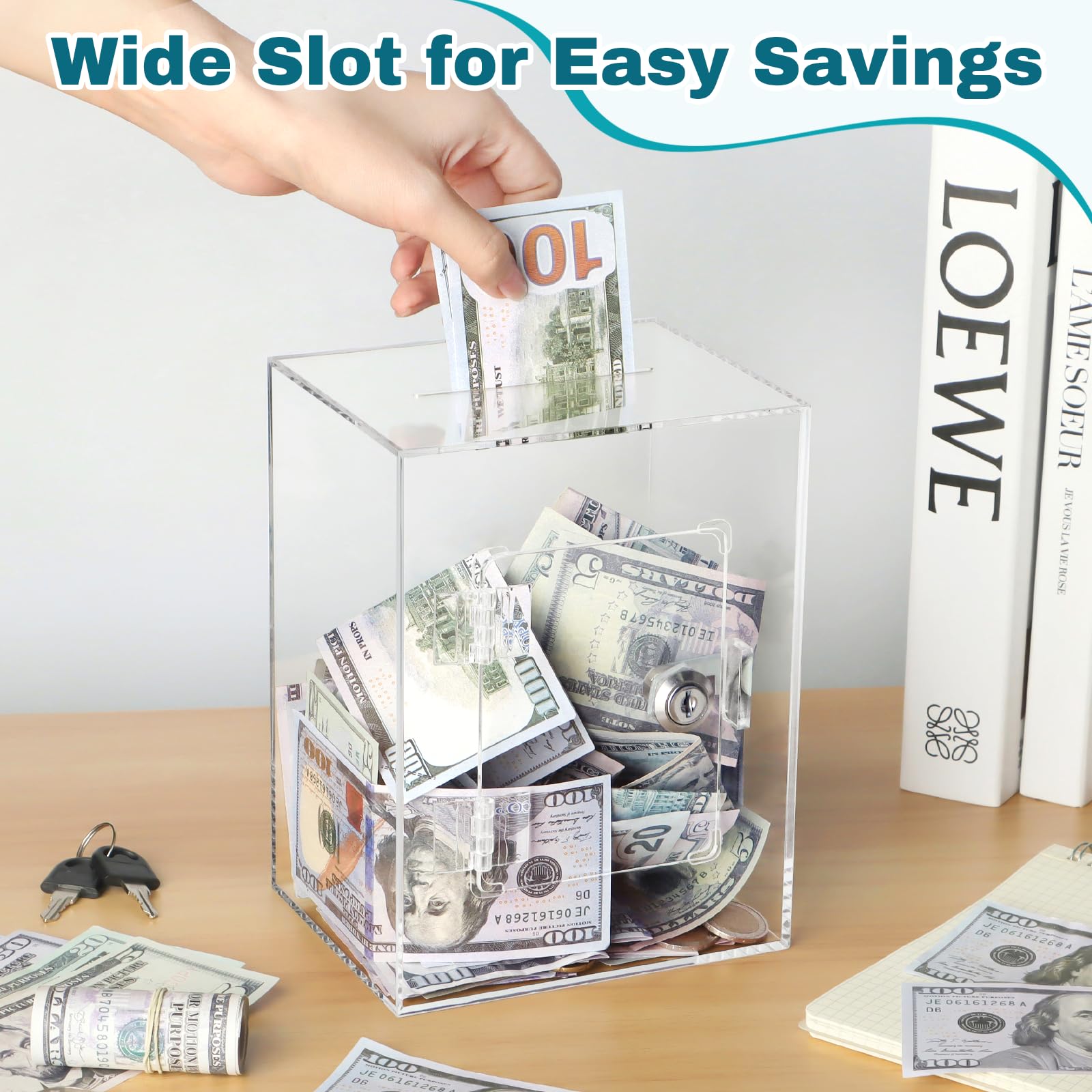 Imeepa two-keys locking system keeps savings accessible to authorized users.