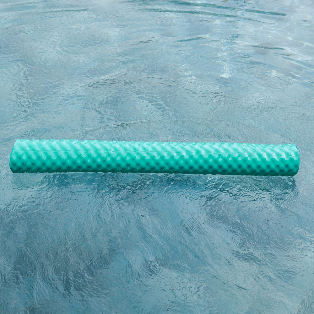 IMMERSA teal noodle in lake, buoyant support for water recreation