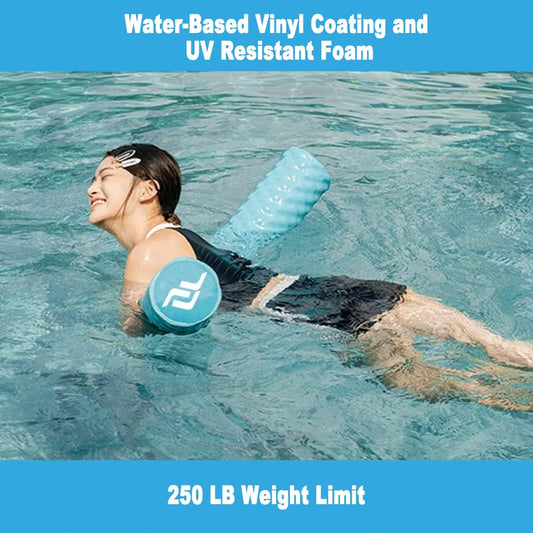IMMERSA teal jumbo pool noodle side view, strong buoyancy for adults