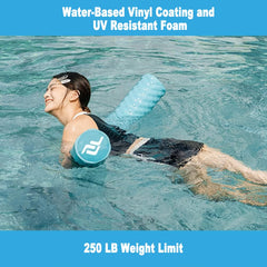 IMMERSA teal jumbo pool noodle side view, strong buoyancy for adults