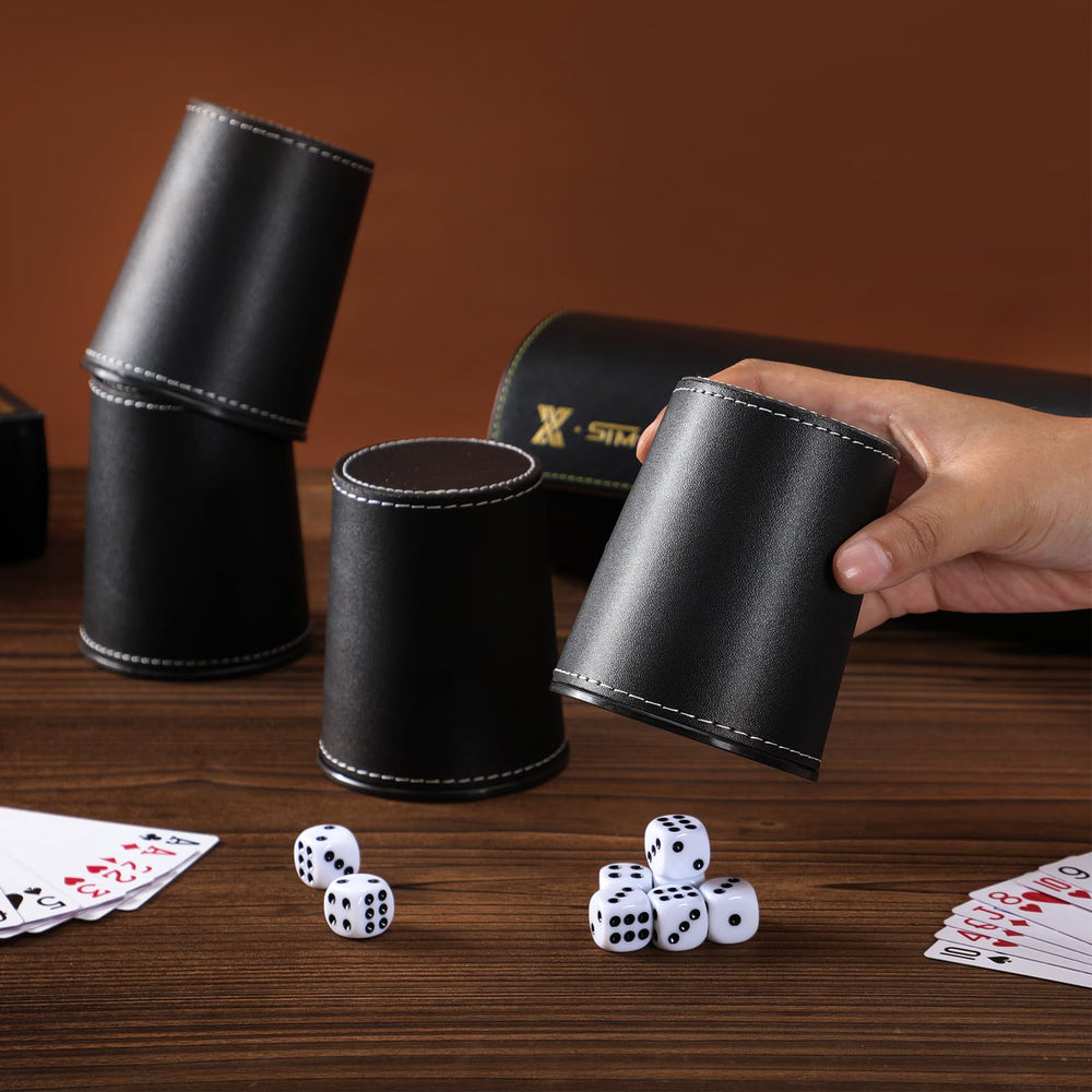 ImnBest leather dice cups close-up material texture and stitching.
