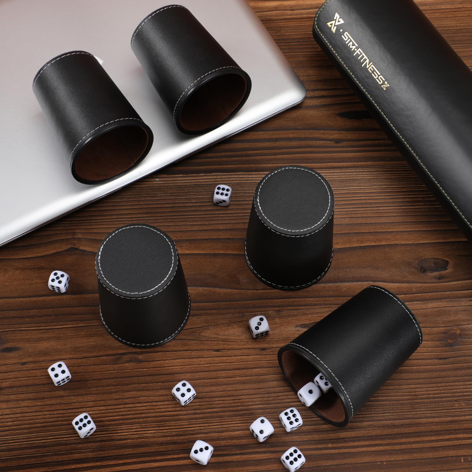 ImnBest leather dice cups side profile highlighting compact 3.5 inch height.