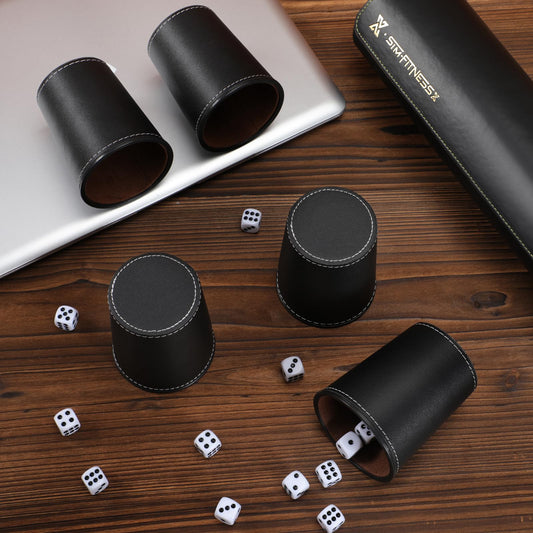 ImnBest leather dice cups side profile highlighting compact 3.5 inch height.