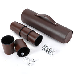 ImnBest party games leather dice cup set shown with its case.