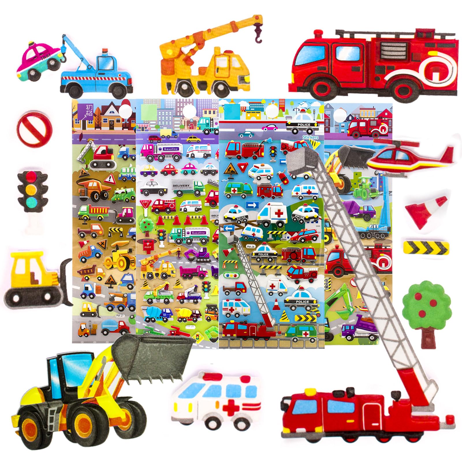 IMNEXT2U 3D Puffy Stickers truck sheet for imaginative play and travel fun.