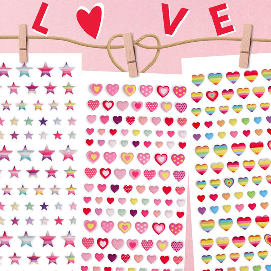 IMNEXT2U Puffy love-heart stickers sheet supports crafts and positive rewards.