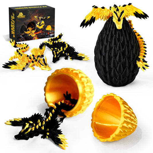 Impossmaker dragon egg black with gold dragon for striking desk decor.