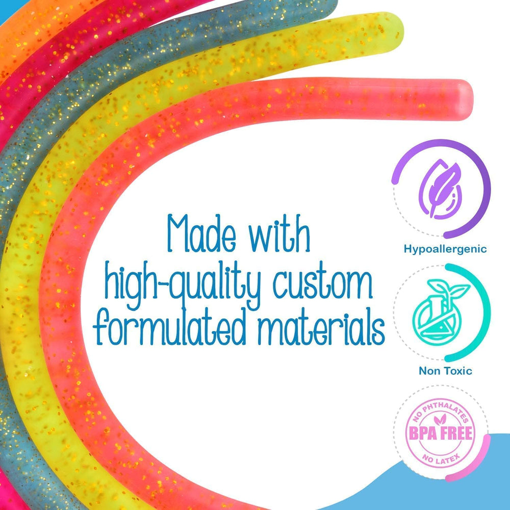 IMPRESA Five-pack Glitter Noodle Strands offers versatile stress relief at home or school.