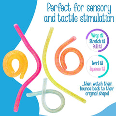 IMPRESA Glitter Noodle Strands sparkle during play for engaging, mess-free entertainment.