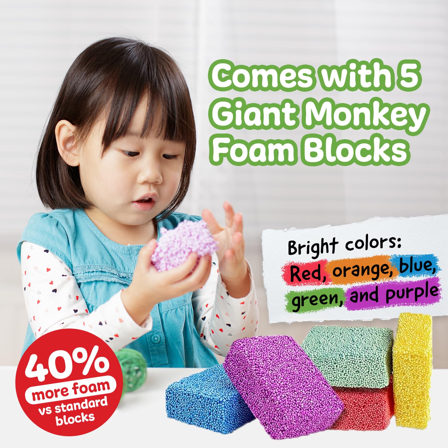 IMPRESA Monkey Foam Giant Blocks colorful pile for free-form building and imaginative storytelling.