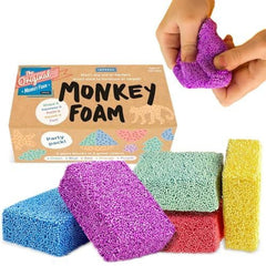 IMPRESA Monkey Foam Giant Blocks on a table for creative play and tactile exploration.