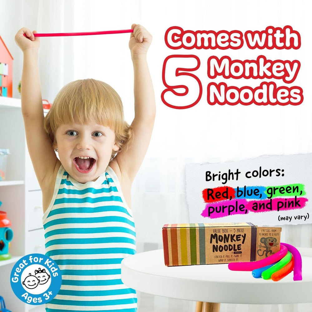 Durable, latex-free Monkey Noodles designed for safe play.