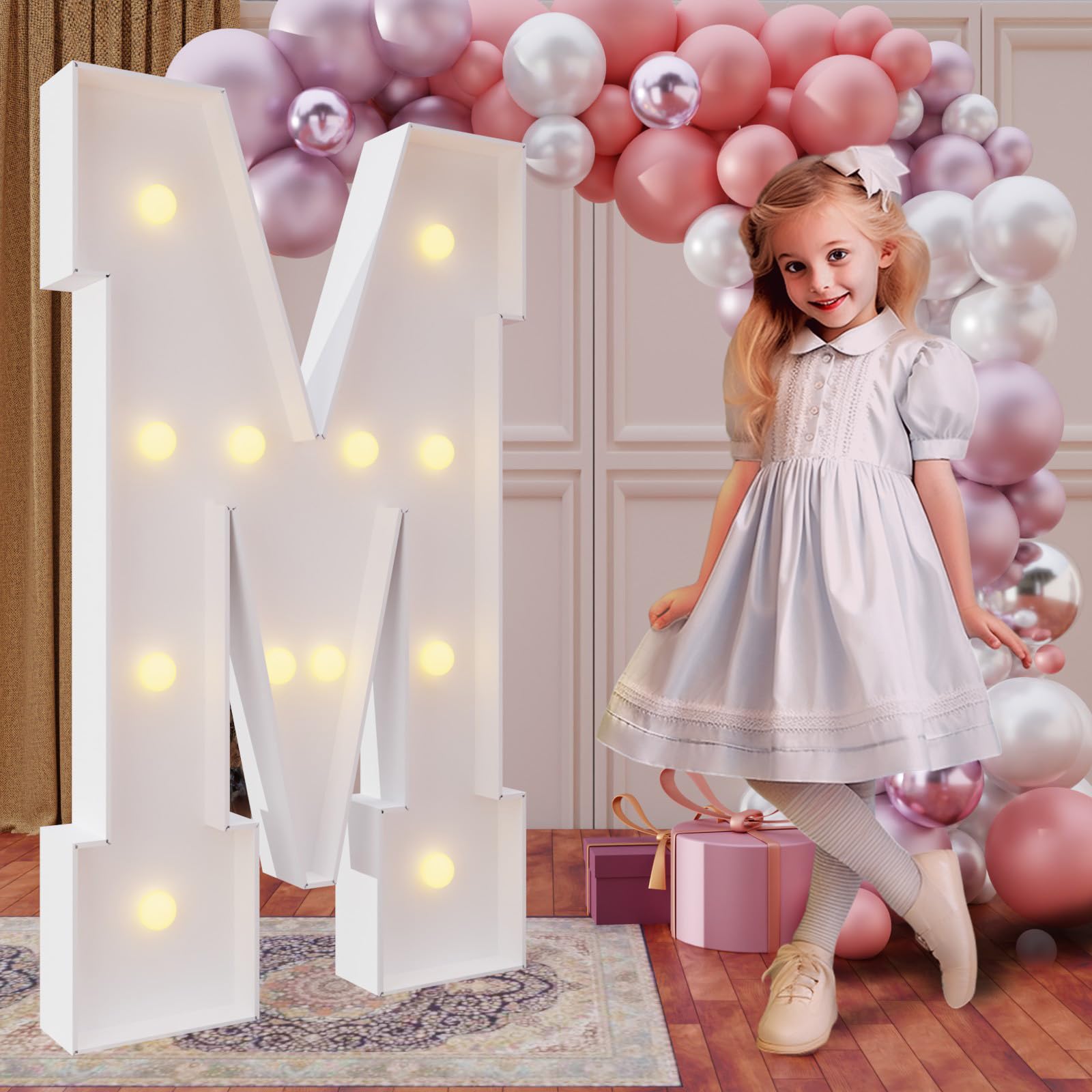 imprsv 4ft marquee letter M illuminated for bold wedding decor and photo-ready moments