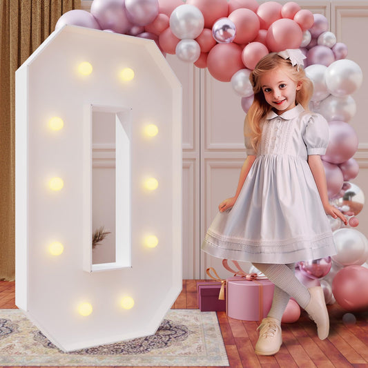 Imprsv 4ft marquee number 0 glowing for a bold birthday backdrop and photo worthy moments