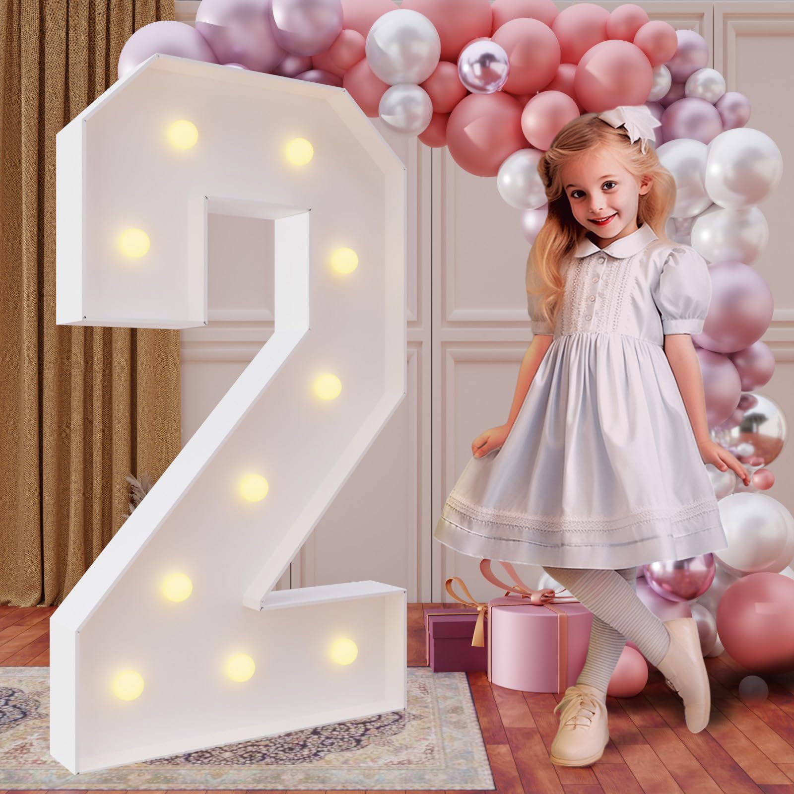 imprsv 4ft marquee number 2 kit for easy assembly and dramatic party backdrop.