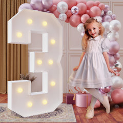imprsv 4ft marquee number 3 with bulbs for festive party backdrops