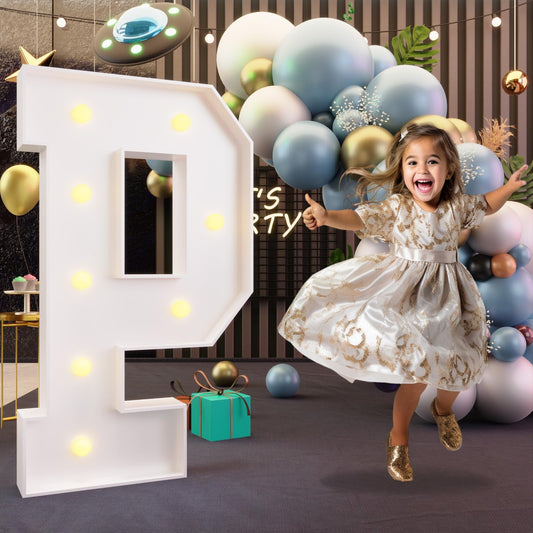 imprsv marquee letter P front view showing foam board frame for stylish party backdrop