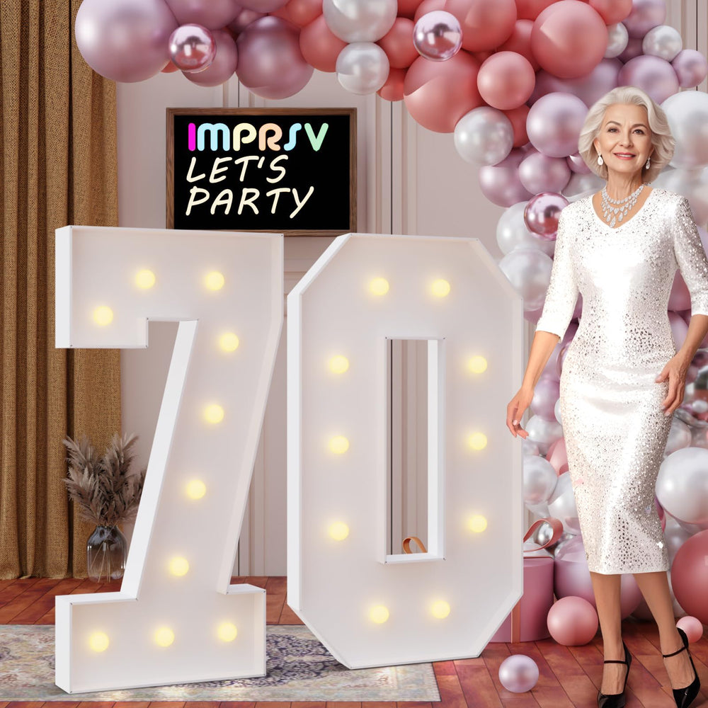 imprsv 4ft marquee number 70 front view for bold birthday backdrop
