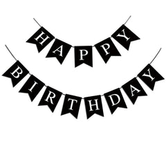 Imtively black Happy Birthday banner display for chic party decor