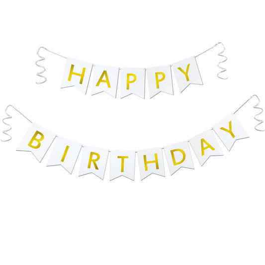 Imtively Happy Birthday Banner with dovetail cards ready to decorate walls and photos.