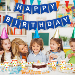 Imtively party banner blue wall decor, quick setup for celebrations.