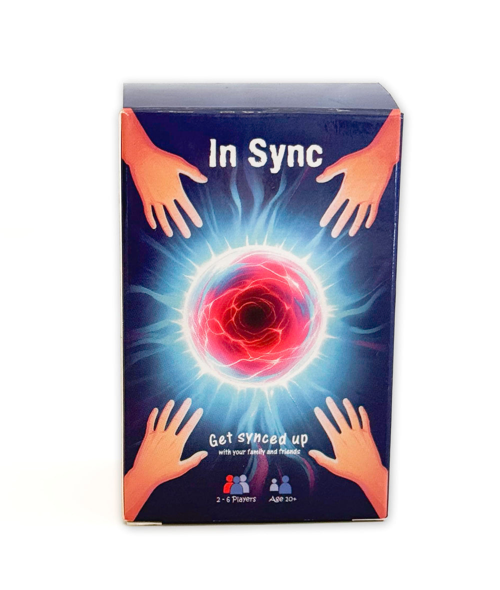 In Sync card game cover showing a vibrant setup for a cooperative challenge