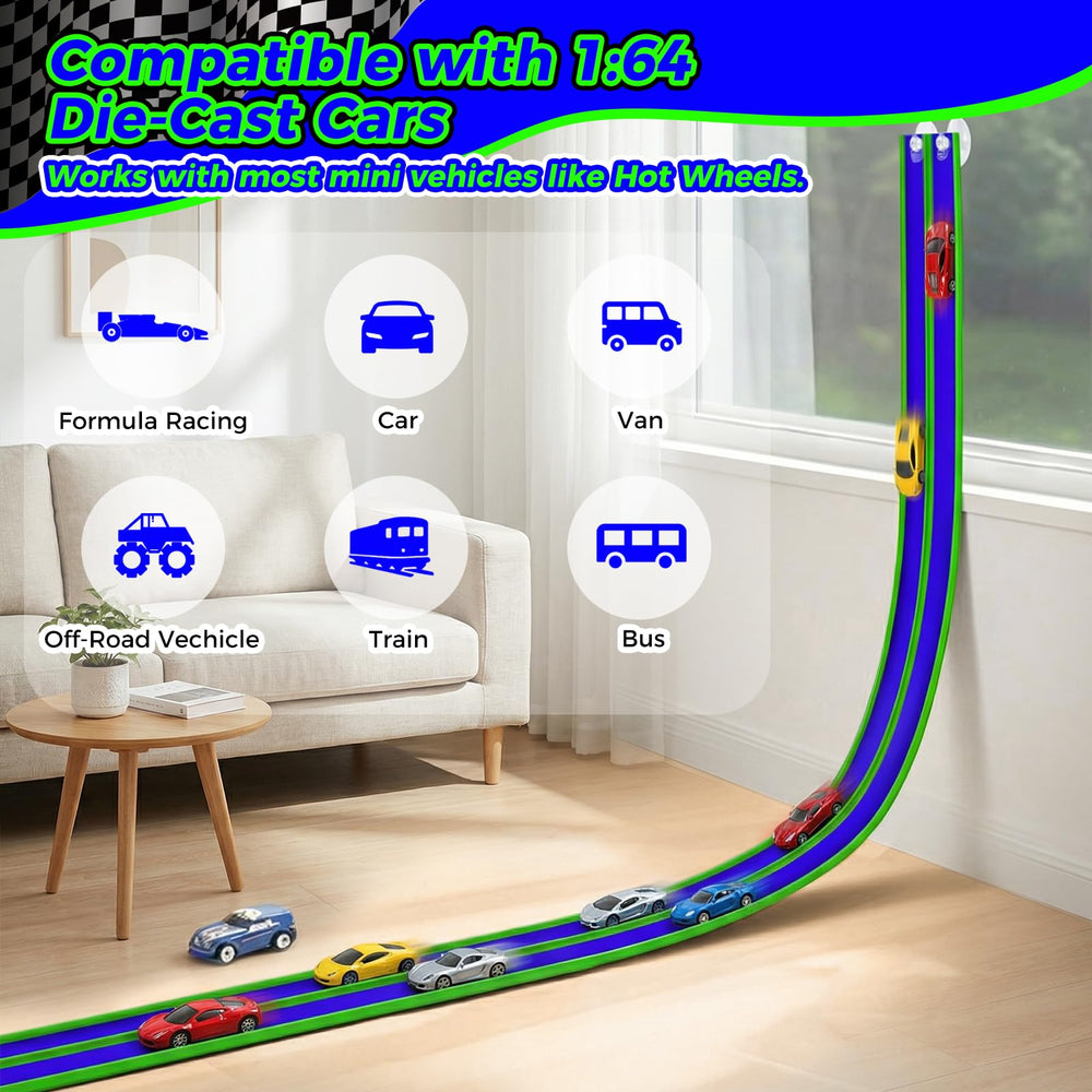 Inawenxlg dual-track layout enabling parallel racing with two cars