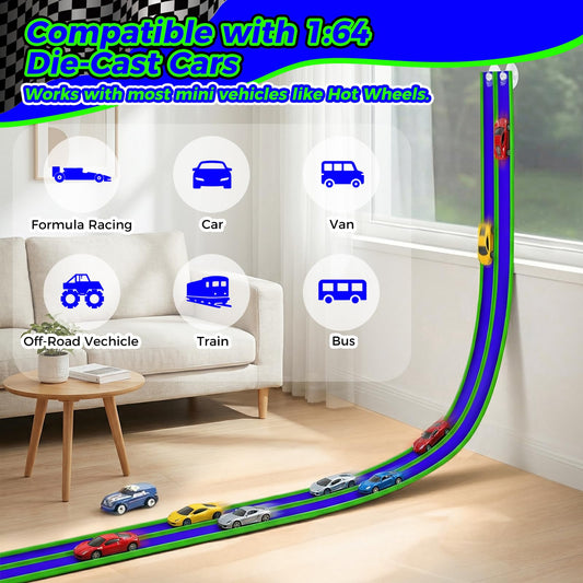 Inawenxlg dual-track layout enabling parallel racing with two cars
