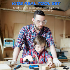 INCLY 24-pcs kids real tool set pliers for safe gripping practice.