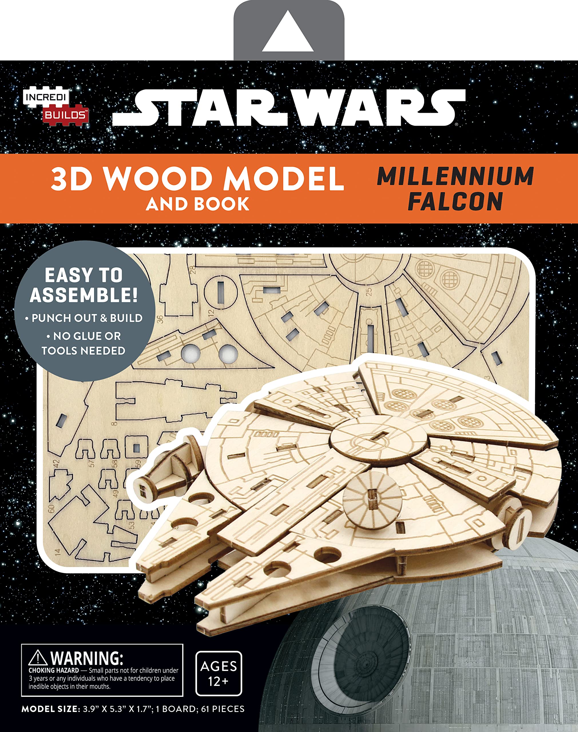 IncrediBuilds Millennium Falcon packaging showcases gift-ready presentation.