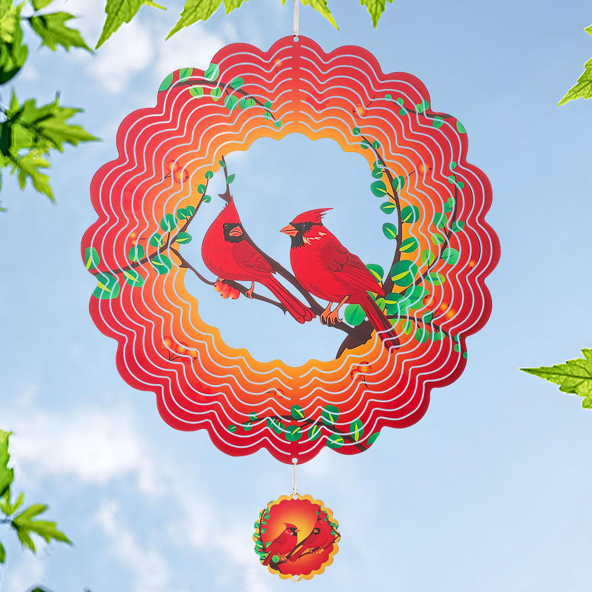 INCROYDAY cardinal wind spinner 12-inch outdoor metal for vibrant yard decor.